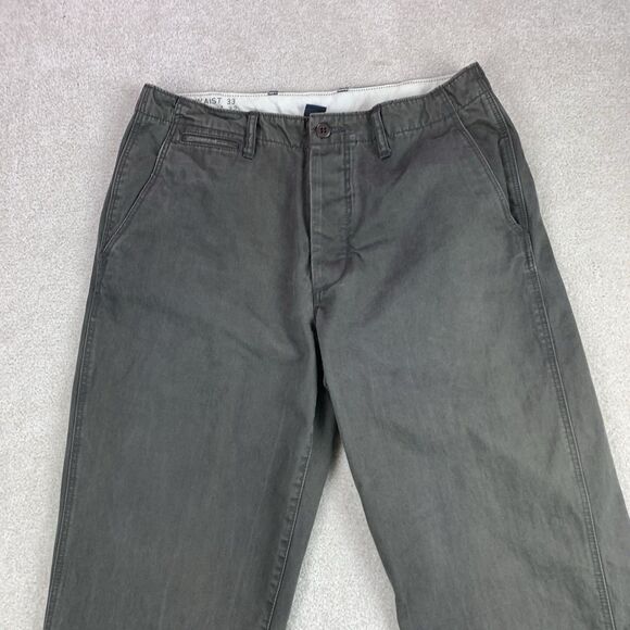 J.Crew Vintage Button Fly Khaki Chino Pants Men 33x32 Cotton Officer - Picture 2 of 16